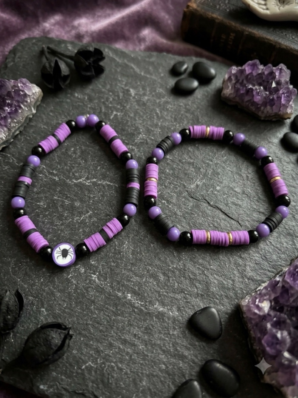 Halloween Spider Stacking Bracelets (set of 2)